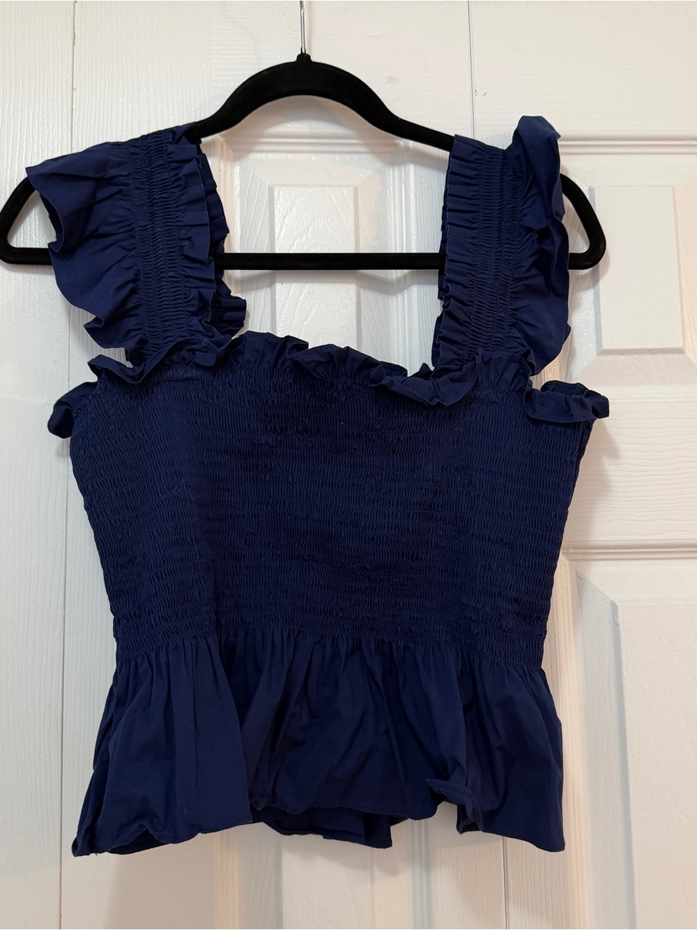 Hill House Navy Smocked Ruffle Camisole
